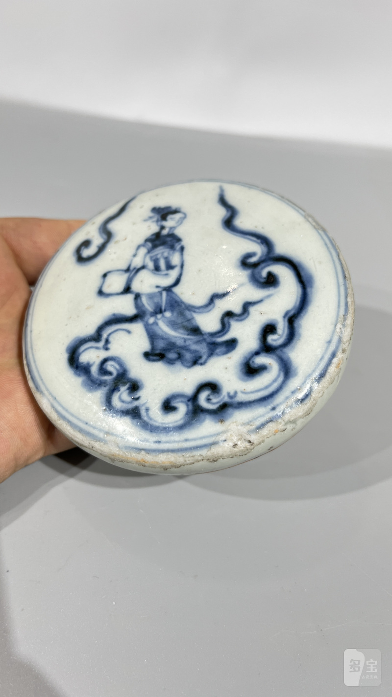 明中期 青花人物镇纸 - 图3